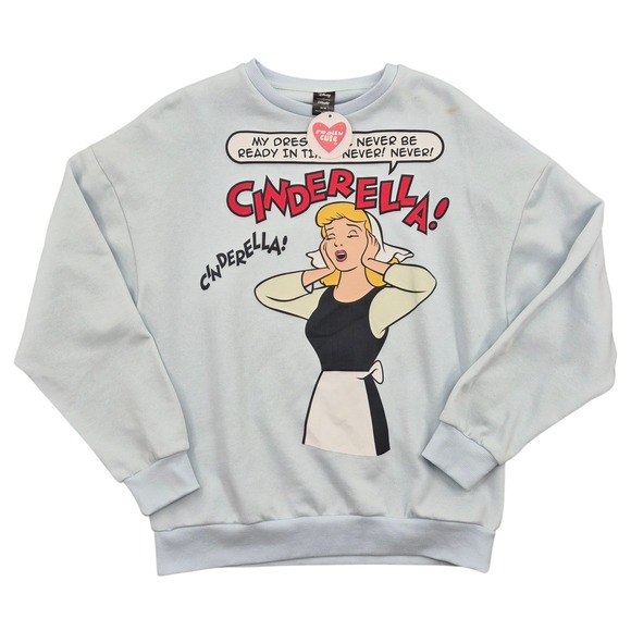 cakeworthy Tops - Cakeworthy Disney Cinderella Graphic Sweatshirt Light Blue Womens Medium